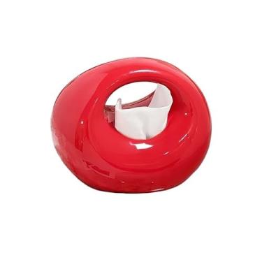 Imagem de Porta-guardanapos de cerâmica com formato exclusivo adequado para hotel, quarto, cozinha, porta-lenços (vermelho)