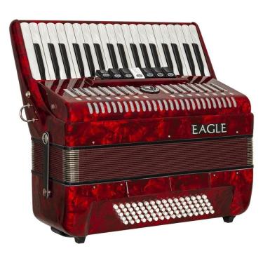Imagem de Acordeon Eagle 48 Baixos Ega 0348 Prd 3 Registros Vermelho