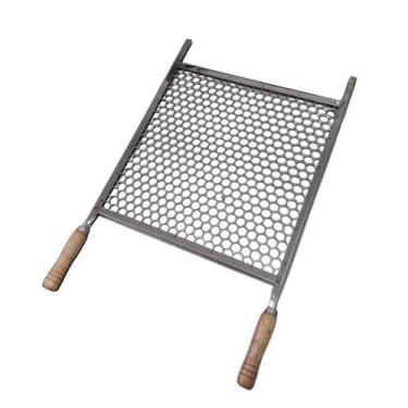 Imagem de Grelha Churrasqueira Inox Moeda Cabo Madeira 40cm X 40cm - Pantheon In