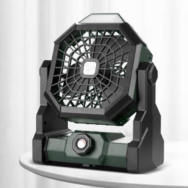 Imagem de Zhjvihx Ventilador de Iluminação Recarregável Portátil, Bateria de 7800mAh Operava de 270 Graus de Camping Girando Com Lanterna LED, Velocidade de Escapada, Operação Silenciosa,