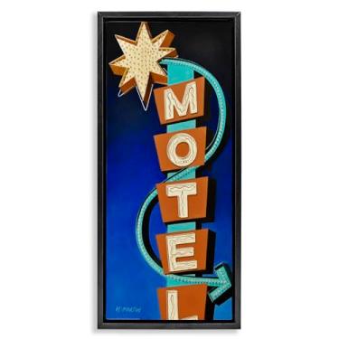 Imagem de Stupell Industries Design de arte de parede em tela flutuante preta retrô Hotel Motel por Heidi Martin, 78 x 38 cm