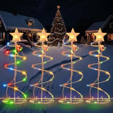 Imagem de Decorações de Natal HEISOK Spiral Christmas Tree, pacote com 4