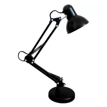 Imagem de Luminaria De Mesa Articulavel Preta Com Base Para 1 Lampada E27 - LUMI