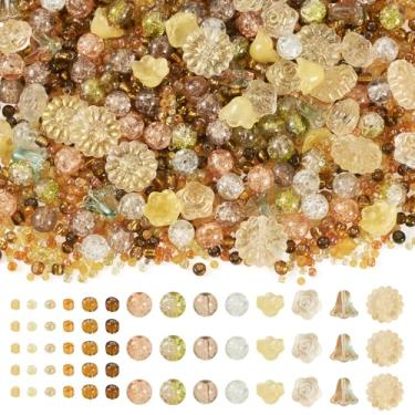 Imagem de Beadthoven Conjunto de 2124 peças de contas de sementes de vidro de outono sortidas contas espaçadoras de outono mini flor de lírio rosa contas soltas espaçadores de cristal de vidro rachado para