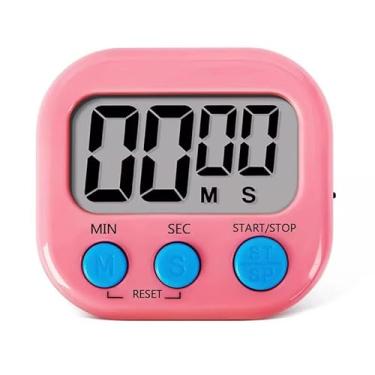 Imagem de Timer Digital com Alarme – Temporizador para Cozinha, Estudos, Corrida, Churrasco e Skin Care (Rosa)