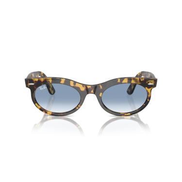 Imagem de Óculos de Sol Ray-Ban Wayfarer Oval 0RB2242 13323F Tam 53 / Marrom Havana/Amarelo - Lentes Azul Gradiente