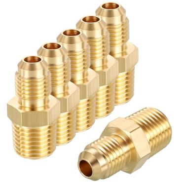 Imagem de Rebower Pacote com 6 adaptadores macho para macho, alargador macho de 1/10.2 cm x 1/10.2 cm MNPT Hex Nipple Extension Fitting para industrial, automotivo, transferência de fluidos, jardinagem