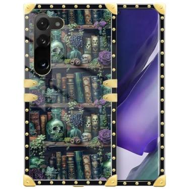 Imagem de DAIZAG Capa compatível com Samsung Galaxy S23, placa de xadrez de flor de crânio, decoração dourada, capa protetora de TPU macio, antiarranhões para Samsung Galaxy S23