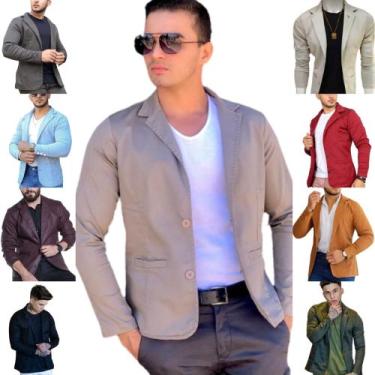 Imagem de Blazer Masculino Slim Fit Skinny Esporte Fino Sarja com Elastano super