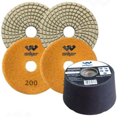 Imagem de Kit Acabamento 45 Graus Porcelanato 1 Rebolo 2 Lixas 200 - Anker