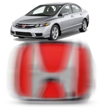 Imagem de Emblema Vermelho Grade Honda Civic e Fit H Cromado - SP ACESSÓRIOS