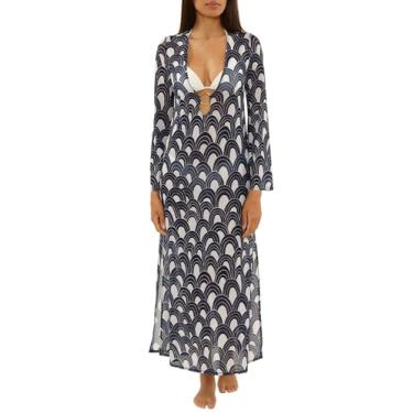 Imagem de Trina Turk Vestido feminino Fontaine de malha maxi anel, gola V, casual, saída de praia para mulheres, Arcos, M