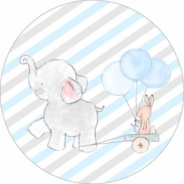 Imagem de Painel de Lona Redondo Elefantinho Balões Azul - Fabrika De festa, 200