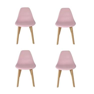 Imagem de Cadeira CHARLES EAMES Solid Wood 131PP ROSA KIT 4 UN - LEON IMPORTS
