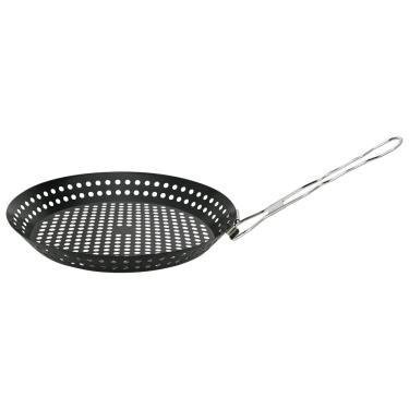 Imagem de Mimo Style Panela Grill Para Churrasqueira 54cm, Feita Inteiramente de Aço Inoxidável na Cor Preta. Perfeito Para Separar Carnes, Vegetais ou Legumes do Restante dos Alimentos na Grelha