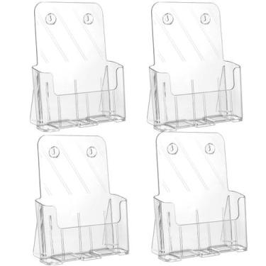 Imagem de Porta-folhetos KTRIO Acrílico 21,6 x 28 cm Transparente, pacote com 4