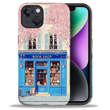 Imagem de DAIZAG Capa para iPhone 14 Plus, charmosa livraria azul rosa design de corpo inteiro híbrido proteção dupla TPU macio PC rígido à prova de choque resistente a arranhões capa de telefone para homens e