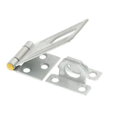 Imagem de Prime-Line U 117113 Porta e portão, trava de dobradiça de ferrolho de segurança com grampo fixo de 9,5 cm com parafusos, galvanizado com pino de latão sólido (pacote único)