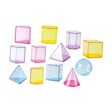 Imagem de MotiveTech 12 Peças de Blocos de Formas Geométricas Transparentes, Brinquedos de Aprendizagem, Sólidos Geométricos 3D para Materiais Escolares para Crianças a Pa