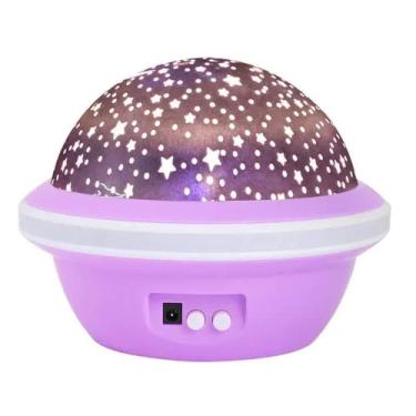 Imagem de Luminária Projetor Teto Efeito Estrelado Lua Crianças Bebês Adultos Quarto Globo Giratório Lilás