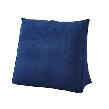 Imagem de Travesseiro triangular de solteiro para cabeceira, almofadas de leitura triangulares para sentar na cama, almofada de cabeceira de cunha para dormitório universitário, azul