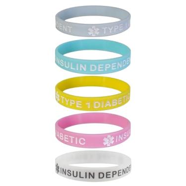 Imagem de Max Petals Pulseira de silicone para identificação de alerta médico tipo 1 tipo 1 tamanho adulto (20 cm), One Size, Silicone, Sem Pedra Preciosa