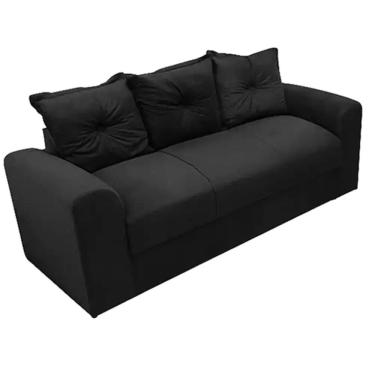 Imagem de Sofá Porto 3 Lugares Tecido Suede Felipe Estofados Cor Preto