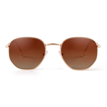 Imagem de VFDHN Óculos de sol polarizados retrô femininos Uv400, óculos de sol hexagonal para dirigir, feminino e masculino (2)