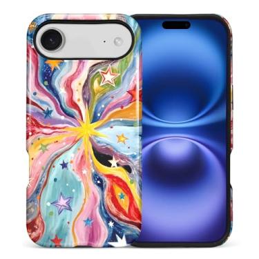 Imagem de DAIZAG Compatível com iPhone 17, capa híbrida protetora à prova de choque com camada dupla L2 Line Art Star