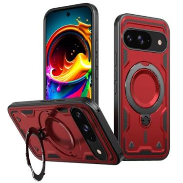 Imagem de SORAKA Capa para Google Pixel 9 com suporte,compatível com MagSafe,Capa para Google Pixel 9 Pro com chapa de ferro Capa resistente que absorve choques Proteção contra quedas de nível militar