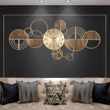 Imagem de Relógio de parede grande moderno e decorativo de metal, arte de parede criativa em 3D, silencioso, sem tique-taque, operado por pilhas, grande, redondo, moderno relógio de parede para quarto, casa de