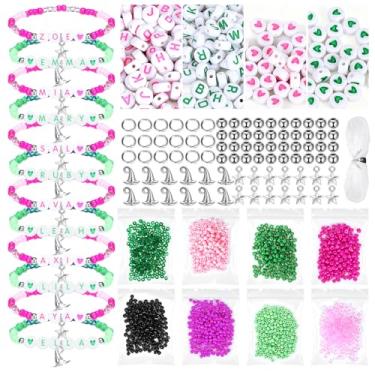 Imagem de Ferreve 1950 pulseiras de contas de bruxa, kit de fabricação de pulseiras rosa e verde, lembrancinhas de festa, faça você mesmo, pulseiras da amizade, joias artesanais para bruxa e princesa