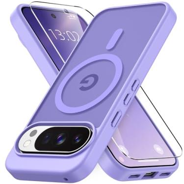 Imagem de Vansdon Capa para Google Pixel 10 Pro XL, compatível com MagSafe, capa protetora fina fosca translúcida magnética com 1 protetor de tela - proteção contra quedas de grau militar (roxo claro)