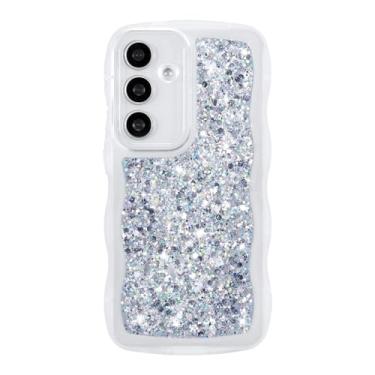 Imagem de ZTOFERA Capa para Samsung Galaxy A15 4G/5G de 6,5 polegadas, lindo design ondulado encaracolado com lantejoulas com glitter, capa protetora à prova de choque e estética de luxo para Galaxy A15-Glitter