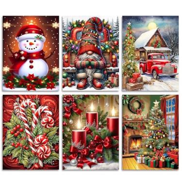 Imagem de ajepon Kit de pintura por números para adultos de Natal – Kit de pintura por números para adultos, kit de pintura por números em tela sem moldura, tintas acrílicas para decoração de parede de casa, 30