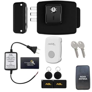 Imagem de KIT FECHADURA ELETRONICA AGL ULTRA CARD PRETA + BOTOEIRA SIMPLES