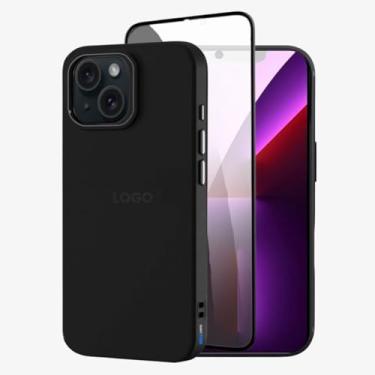 Imagem de Kit Capa Capinha Case Proteção Premium Preta Anti Impactos + Película de Privacidade (iPhone 13)