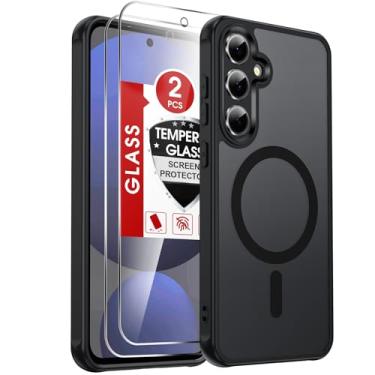 Imagem de LeYi Capa para Samsung Galaxy S24-FE: [ ] [Mag-Safe Fit] com protetor de tela, película fosca translúcida de toque suave e proteção de nível militar Funda para S24FE S 24 FE, preta