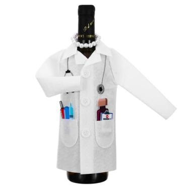 Imagem de Classicseali Saco de vinho branco para itens essenciais da escola médica, roupas de garrafa de vinho de feltro para presentes de cerimônia de casaco branco, presentes de enfermeira, presentes de