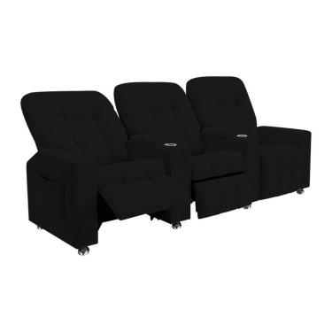 Imagem de Poltrona Reclinável 3 lugares para Sala de Cinema Romeo F05 Veludo Preto - Lyam Decor