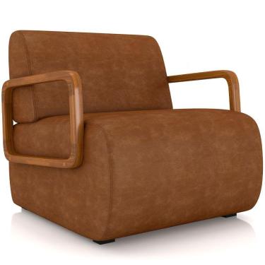 Imagem de Poltrona Decorativa Orgânica Bruxelas K01 Couríssimo Caramelo - Lyam Decor