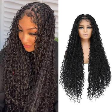 Imagem de Perucas trançadas Humistabiu Boho Box Braid Knotless 36 polegadas pret
