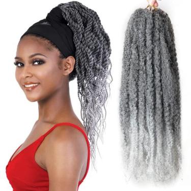 Imagem de Braiding Hair QRHSUKA Marley Twist 18 polegadas, 8 pacotes, cinza
