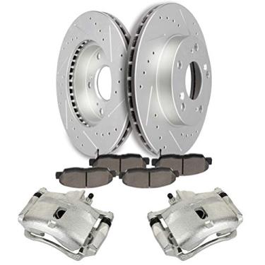 Imagem de SCITOO Kit de freio dianteiro [4] Pastilhas de freio [2] Rotores de freio [2] Pinças de disco de freio com suporte compatíveis com 1997-2000 para Acura para EL,1996-2011 para Honda para Civic