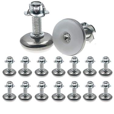Imagem de Pacote com 16 niveladores de móveis Mimhooy com T-Nut, protetor de pés de móveis, altura ajustável, de nivelamento de móveis, rosca M8, comprimento de rosca de 2,54 cm, diâmetro de base de 3,17 cm