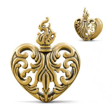 Imagem de ERKUOO 2 peças 2g 0g 00g-2.5 cm Gótico Ear Gauge banhado a prata turbina espiral túneis orelha túneis Sagrado Coração de Jesus Plug Gauges Retro Trendy Body Piercing Jewelry para homens e mulheres, 3