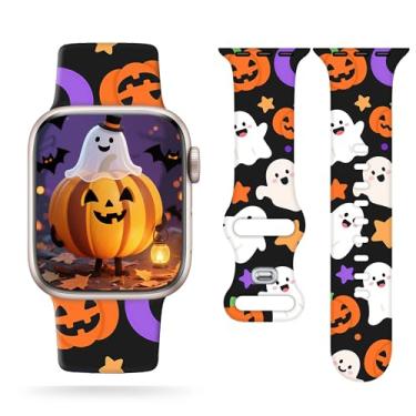 Imagem de Melyis Pulseira de silicone de Halloween compatível com Apple Watch séries 11, 10, 9, 8, 7, 6, 5, 4 e 3 SE, ultra de 46 mm, 45 mm, 44 mm e 42 mm (série 3 2 1) e 49 mm