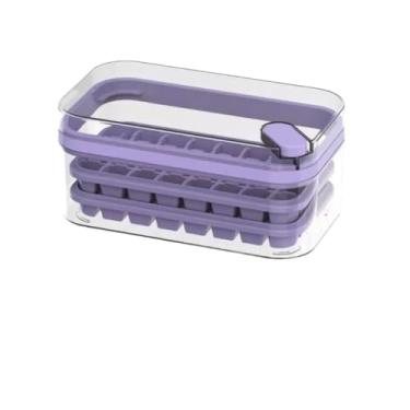 Imagem de Forma De Gelo 64 Cubos Camada Dupla Recipiente Tampa/bandeja Armazenagem De 64 Cubos (LILÁS)
