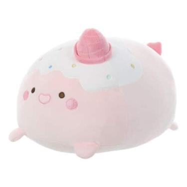 Imagem de Almofada Fofinha Pelúcia Sorvete Rosa Antialérgica Miniso