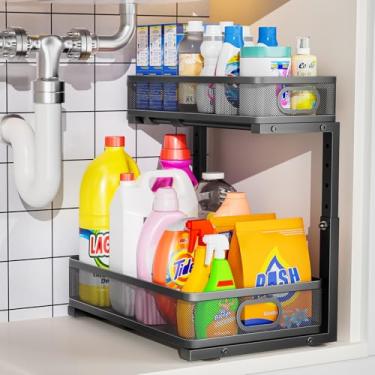Imagem de Organizador embaixo da pia, organizadores e armazenamento sob a pia, organizadores e armazenamento de armário de cozinha de banheiro